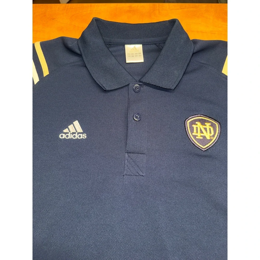 Adidas Notre Dame Fighting Irish Navy Blue Climalite Polo Shirt Mens Large L